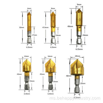 Hex shank hss 5 seruling countersink gerudi